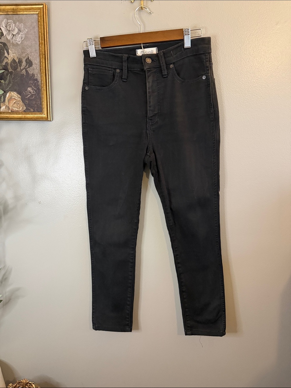 Madewell 10” High-Rise Skinny Jeans Black Size 27 Stretch Denim - Picture 3 of 8